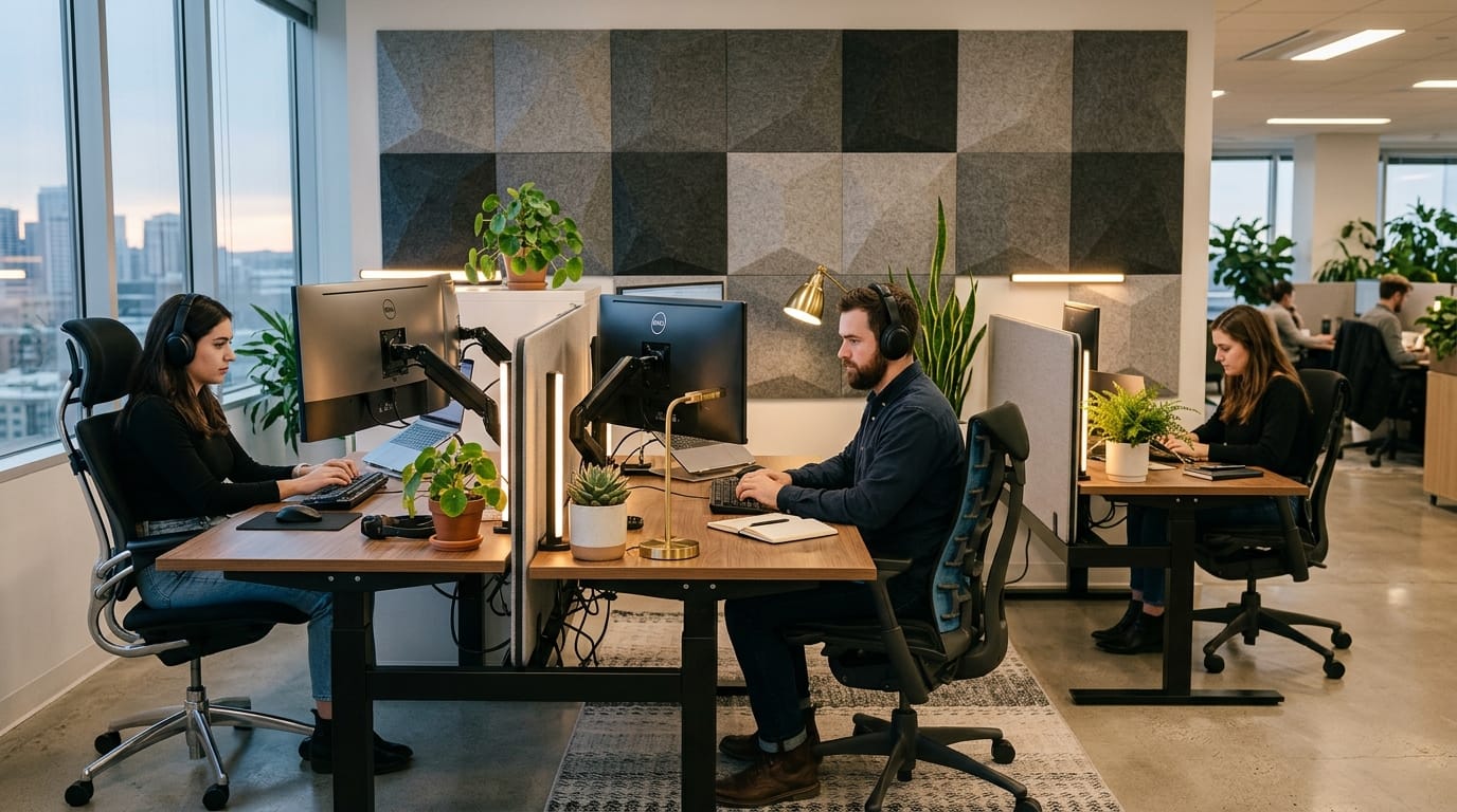 Quiet focus zone created through micro-zoning office design