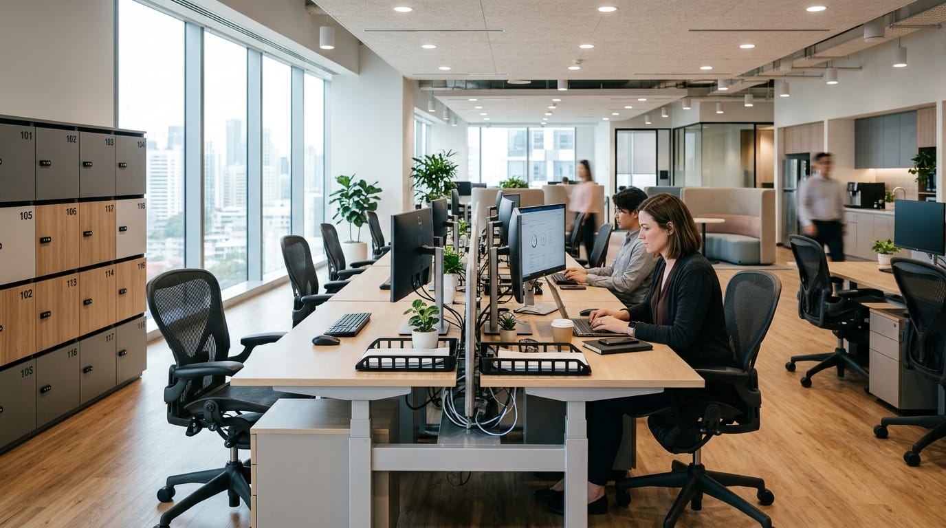 Desk Hoteling Furniture in 2026: Shared Desks, Lockers, and Touchdown Spaces for Hybrid Teams
