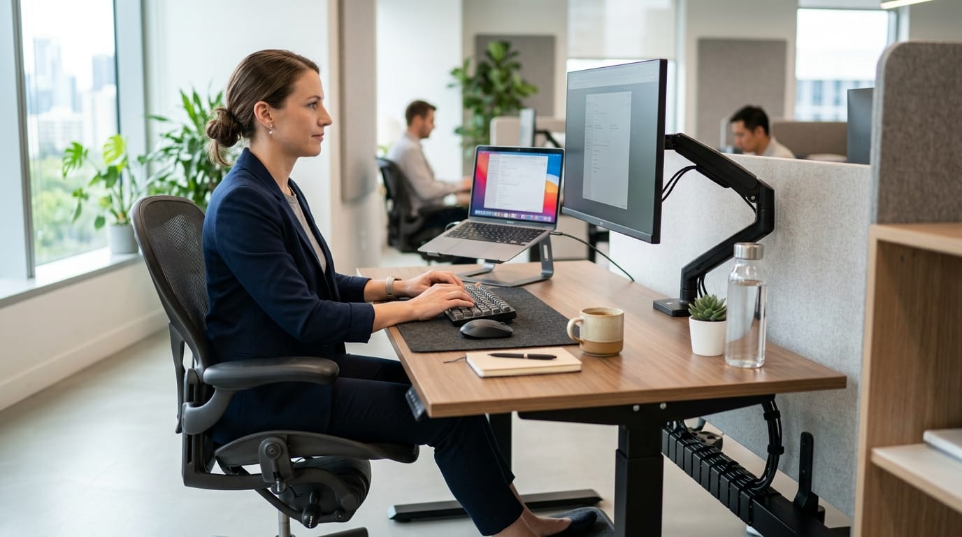 Hybrid worker using external monitor for better screen ergonomics