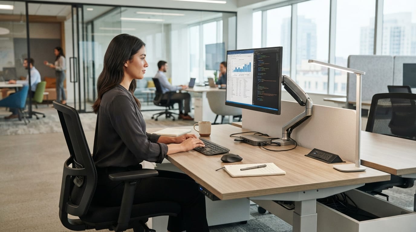 Adjustable furniture for personalized hot desking